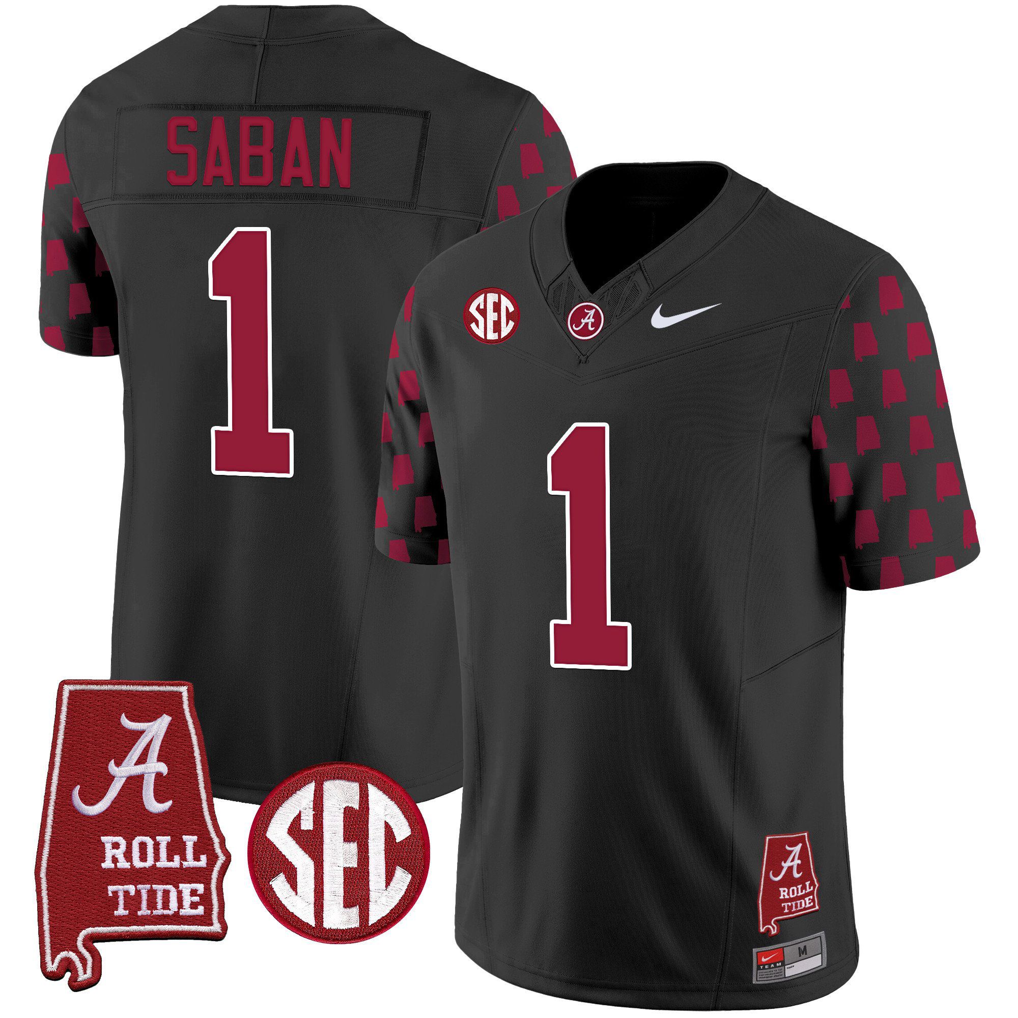 Men Alabama Crimson Tide #1 Saban Black Vapor Limited 2024 Nike NCAA Jersey